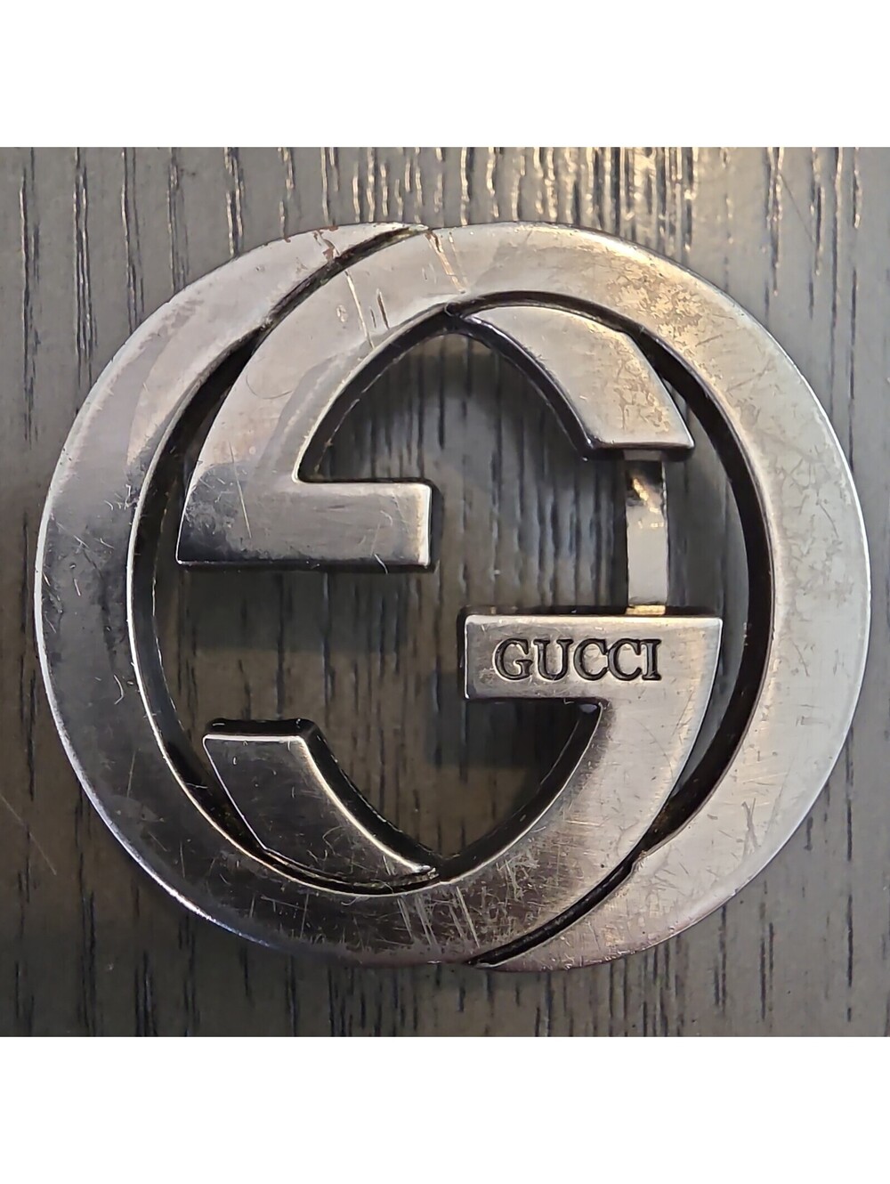VINTAGE🇺🇸GUCCI”GG” Silver COLOR BELT BUCKLE ESTATE SALE BUY 👀LQQK👀AS-IS